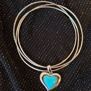 💕Bangle with Sterling Jade Heart Charm
